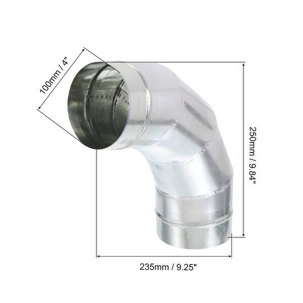 4" OD 90 Degree Elbow Duct Pipe Connector Dryer Vent Round Tube Fitting - Silver - Bed Bath ...